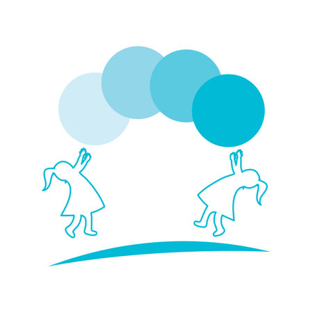 children playing illustration logo vectorのイラスト素材