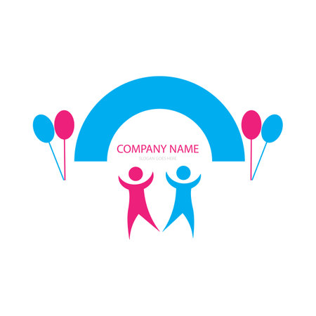 playing kids illustration logo vectorのイラスト素材