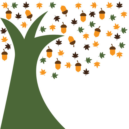 acorn, oak leaf illustration logo vectorのイラスト素材