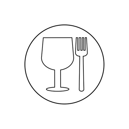 glass and fork illustration logo vectorのイラスト素材