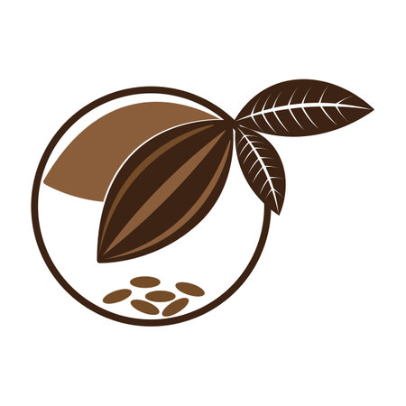 cocoa, cocoa beans and leaf illustration logo vectorのイラスト素材