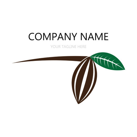 cocoa, cocoa beans and leaf illustration logo vectorのイラスト素材