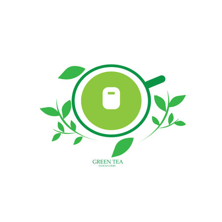green tea illustration icon logo vector designのイラスト素材
