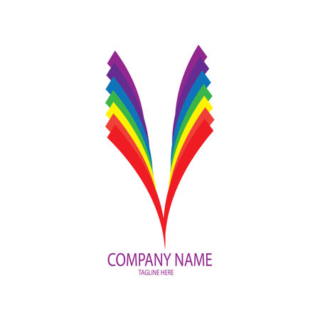 rainbow illustration logo vector designのイラスト素材