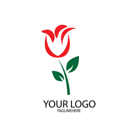 rose flower illustration logo vectorのイラスト素材