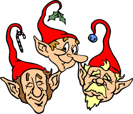 cute playful Christmas elf. Santa Claus helpers. Happy New Yearのイラスト素材