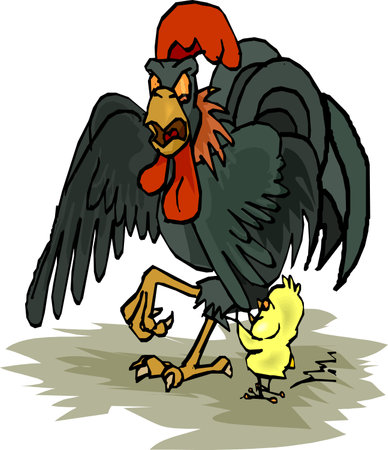 nest of hen or chicken comic hand-drawn animal cartoon character vector illustration.のイラスト素材