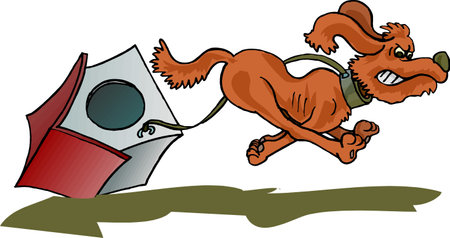 funny malicious dog comic hand-drawn animal cartoon character vector illustration.のイラスト素材