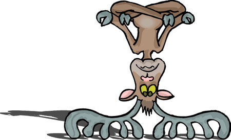 funny deer, elk, reindeer comic hand-drawn animal cartoon character vector illustration.のイラスト素材