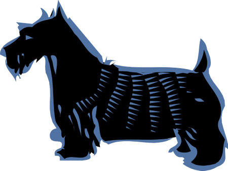 Cute Scottish Terrier Dog cartoon hand-drawn pet animals comic vector illustration.のイラスト素材