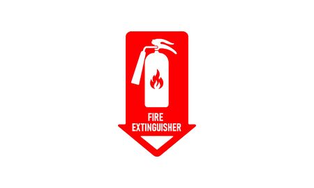 Red Fire extinguisher. Firefighters tools for flame fighting attention colored vector symbol for fire station,Fire extinguisher sign, vector illustrationのイラスト素材