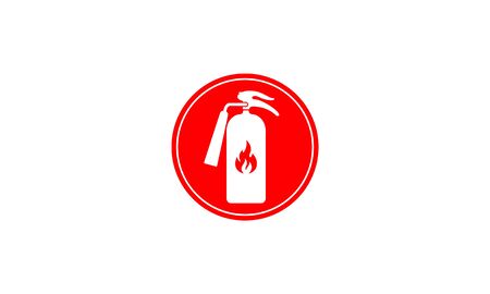 Red Fire extinguisher. Firefighters tools for flame fighting attention colored vector symbol for fire station,Fire extinguisher sign, vector illustrationのイラスト素材