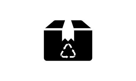 Carton box with recycle sign, Recycle sign on a box icon vectorのイラスト素材