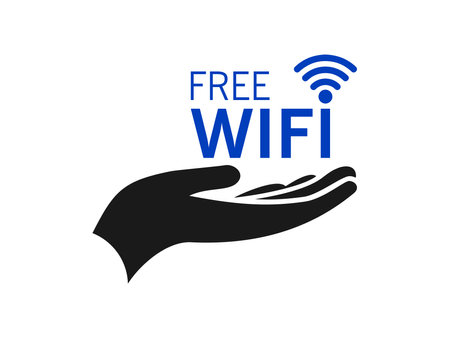 Free wifi, hand holding a free wireless internet access symbolのイラスト素材