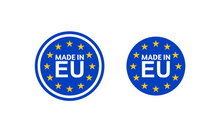 Made in European Union, EU vector letter stamp,blue badge of European unionのイラスト素材