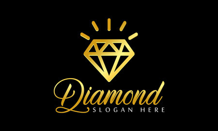Diamond Stacked Golden, jewel logo shaped simple and modern with luxury and elegantのイラスト素材