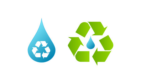 Recycle water icon vector ,Falling drop of water with recycle symbolのイラスト素材