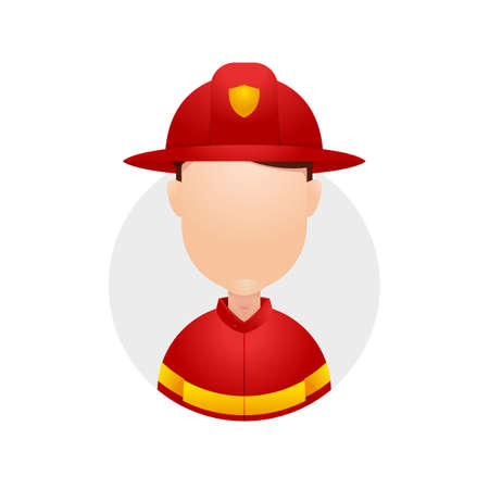 Firefighter fireman rescue hero red helmet uniform character job avatar illustration plain no faceのイラスト素材