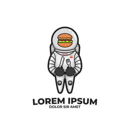 Burger astronaut food character illustration. Burgernaut character mascot logo iconのイラスト素材