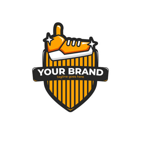 Fancy trendy shoe logo icon shield guard illustration sticker badgeのイラスト素材