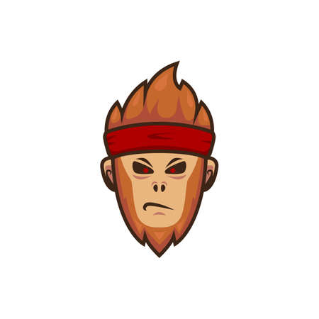 Monkey Ape Gamer esport logo mascot. Monkey ape head with headband illustrationのイラスト素材