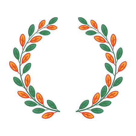 funny cartoon tree leaf wreath laurel hand drawingのイラスト素材