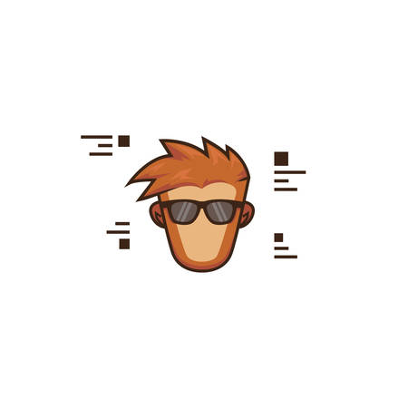 Nerd geek face ape monkey logo mascot character illustrationのイラスト素材