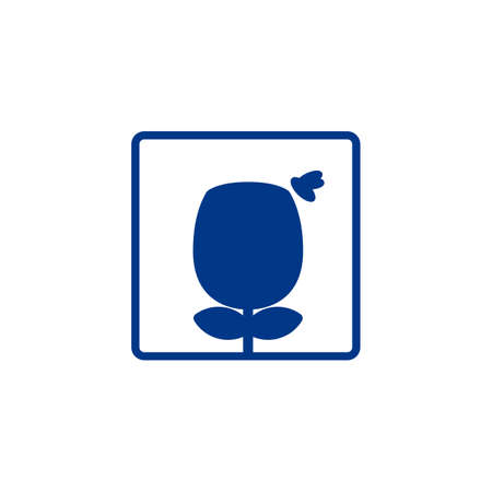 tulip flower and bee silhouette logo icon illustrationのイラスト素材