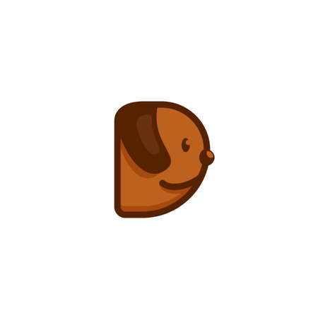 Alphabet Letter D dog logo icon symbol cute illustration styleのイラスト素材