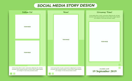 Soft pastel green square frame social media story editable templateのイラスト素材