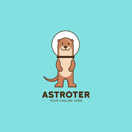 Astronaut otter logo cute character illustration mascotのイラスト素材