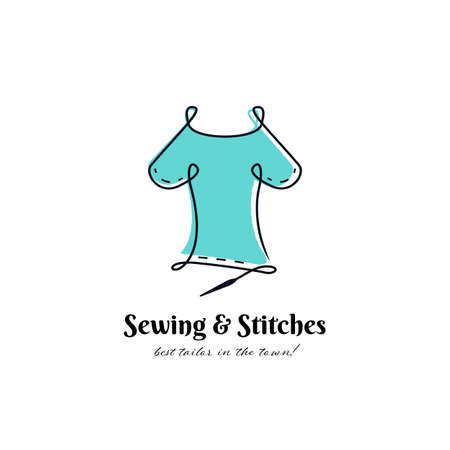 Sewing and stitches best tailor logo. outline flowing line style symbolのイラスト素材