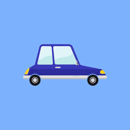 Vintage Blue Car in funny cartoon styleのイラスト素材