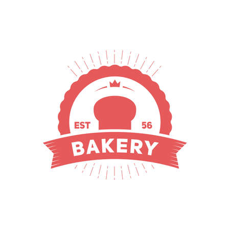 Bakery king circle badge with ribbon and sun burst vintage styleのイラスト素材