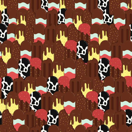 Crowd stick ice cream seamless patternのイラスト素材