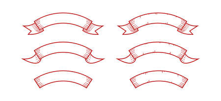 Set banner ribbon for text template vintage engrave line monoline styleのイラスト素材