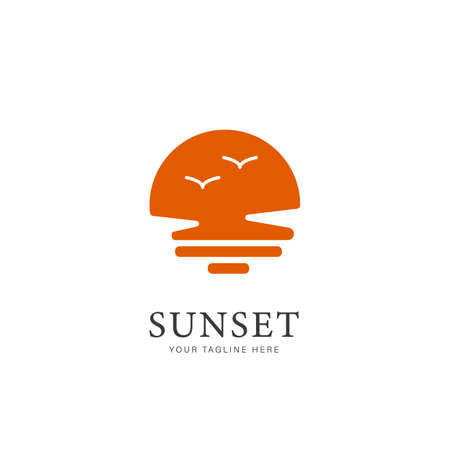 Sunset simple logo icon symbolのイラスト素材