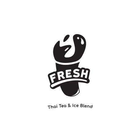 Fresh Yummy logo for milk shake, thai tea, chocolate, juice, smoothie drink brand in one color good for printのイラスト素材