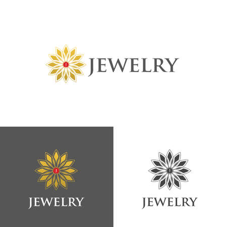 Jewelry gold flower logo with initial in the middle, elegant, premium, modern, and simple creative icon symbol designのイラスト素材