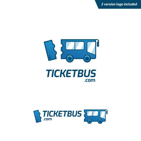 Ticket Bus logo, fun and playful bus ticketing website logo icon symbol in cartoon styleのイラスト素材