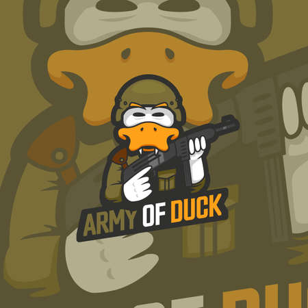 Army soldier of duck in world war germany uniform style for esport gaming gamer logo illustrationのイラスト素材