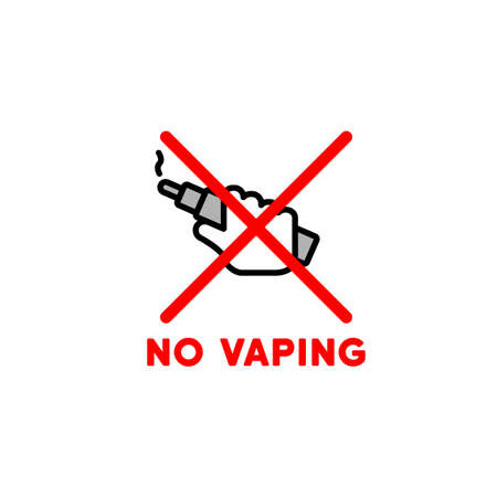 No Vaping or smoking prohibition sign icon in cartoon thick outline styleのイラスト素材