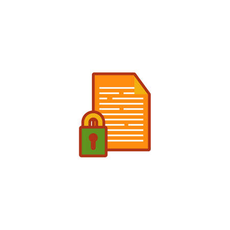 File or text with padlock locked. Program file security icon symbol illustrationのイラスト素材