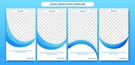 Simple clean and formal social media story design template with white and blue curve of horizon swooshのイラスト素材