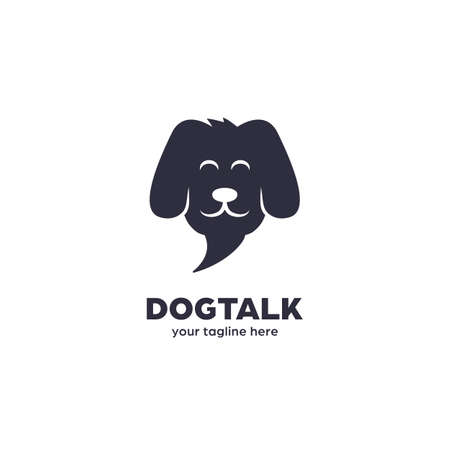 Pet dog talk whisperer logo, dog trainer logo in bubble chat speak speech vector shape icon illustrationのイラスト素材