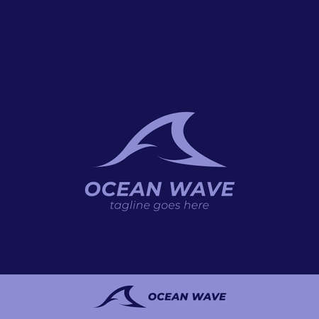 Sea ocean wave logo icon surfing sport or fashion logo symbol with big bold blue wave vectorのイラスト素材
