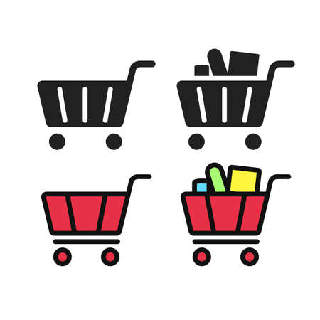 gorcery shopping cart icon bold fill black and outline fill styleのイラスト素材