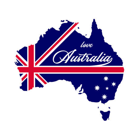 Australia map country with blue australia flag inside vector illustration good for merchandise or t-shirt printingのイラスト素材