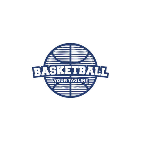 Basketball simple ball  icon clip art symbol in vintage retro hatching engraved styleのイラスト素材