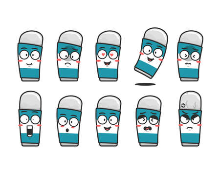 Eraser stationery cartoon character mascot set expression emoticon faceのイラスト素材